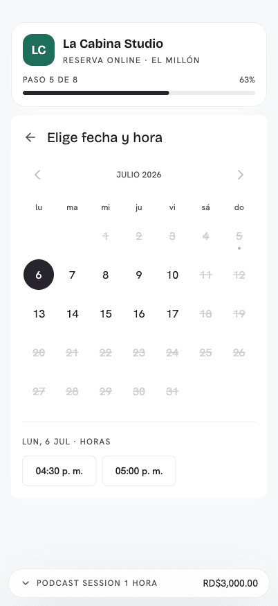 Reserva online en la app de Kavel