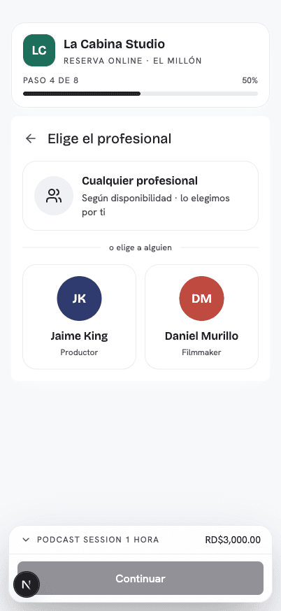 Reserva online paso a paso en Kavel